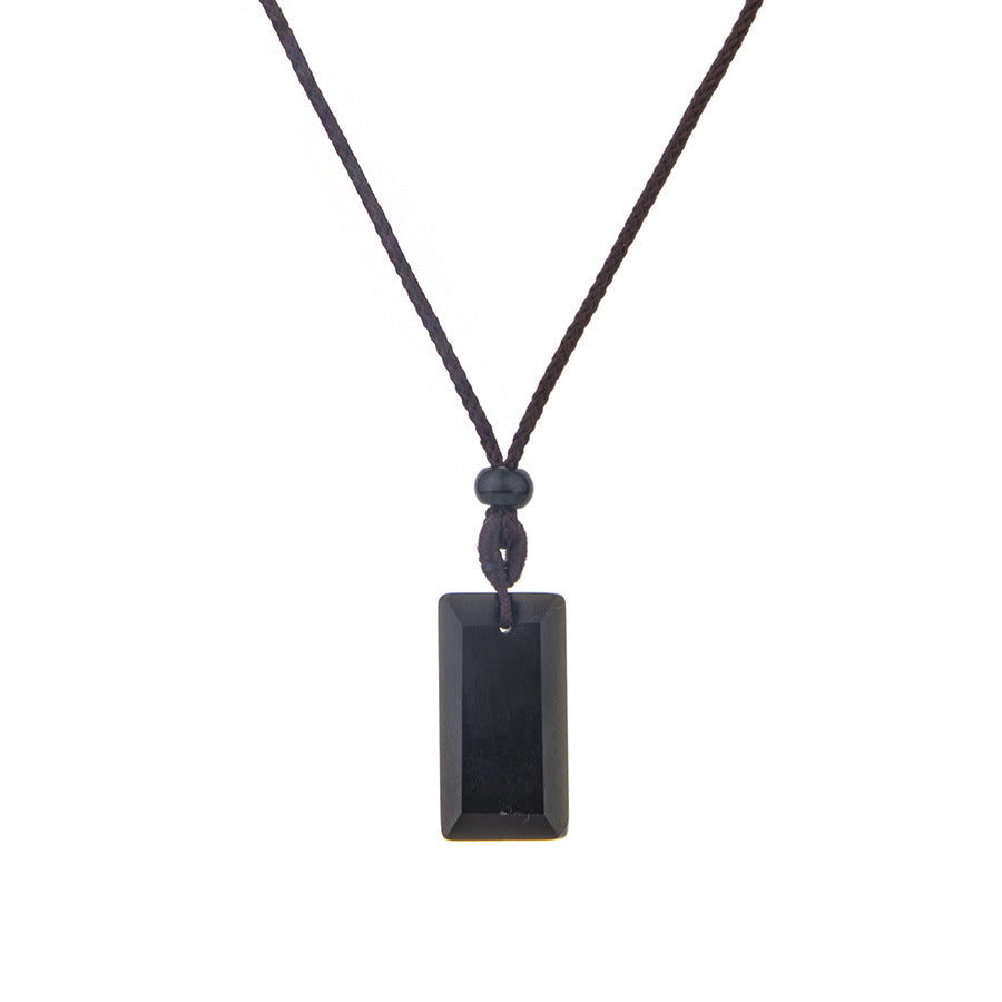 Crystal Rectangular Square Pendant Necklace