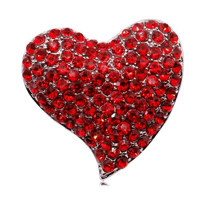 Red Heart Brooch Alloy Diamonds