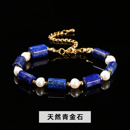 Natural Baroque Pearl Powder Round Tube Bracelet