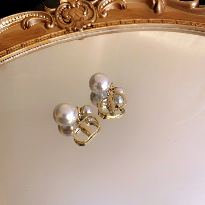 Pearl earrings, two pearl stud earrings before and after.