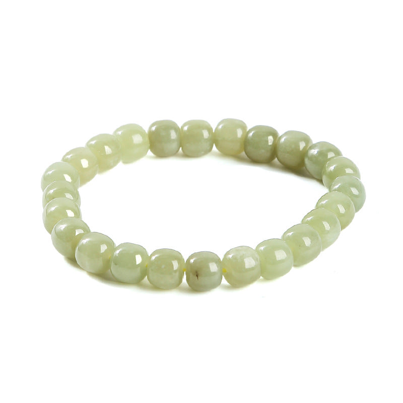 Natural Hetian Yuqing Water Material Old Bead Bracelet