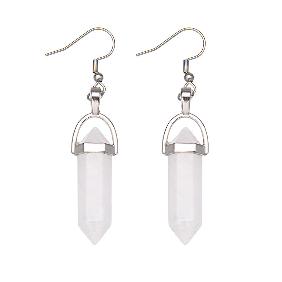 Crystal Hexagonal Column Pendant Stainless Steel Earrings