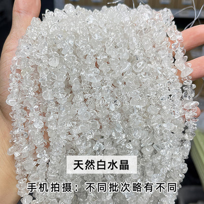 Perlas sueltas de grava de cristal blanco natural perforadas con piedra moldeada 