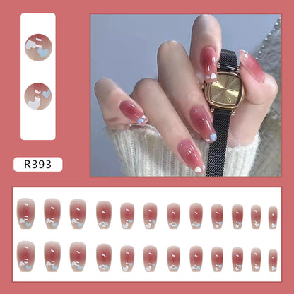 Wearable Blush Short Removable Nail Stickers