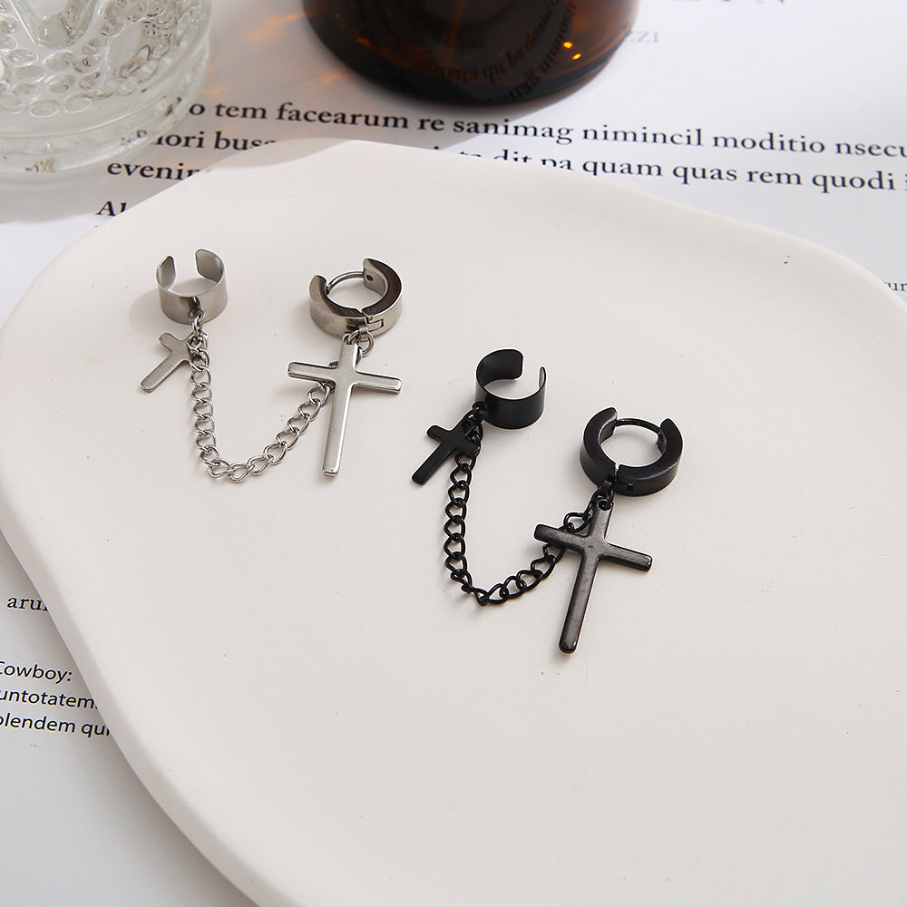 Punk style cross C-shaped earrings wholesale