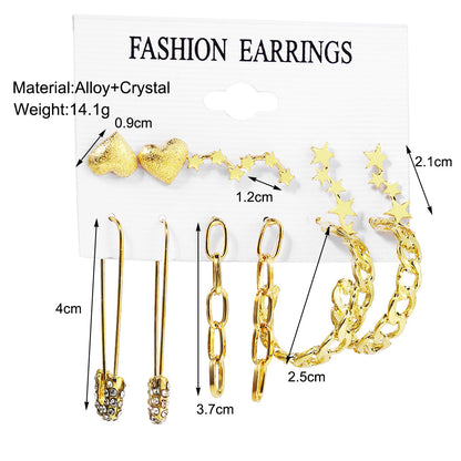 Safety pin earring set 6 pieces