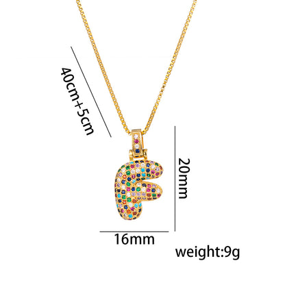 Colorful Zircon Letter Pendant Necklace for Amazon