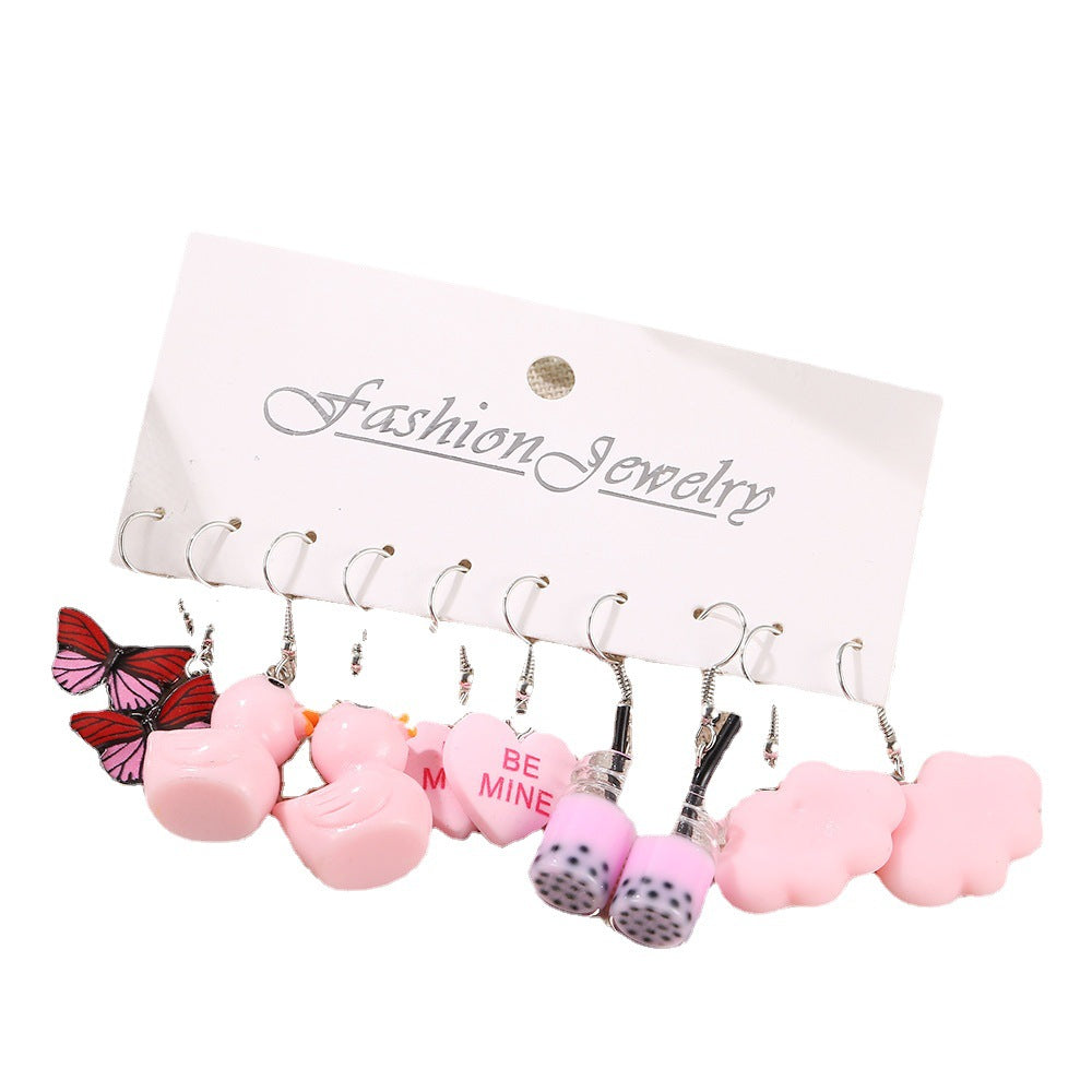 Acrylic cloud heart earrings set 5 pairs