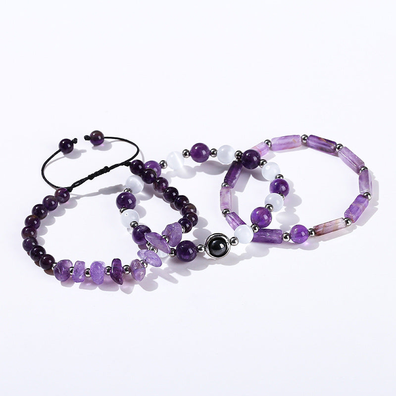 Natural amethyst gravel bracelet.