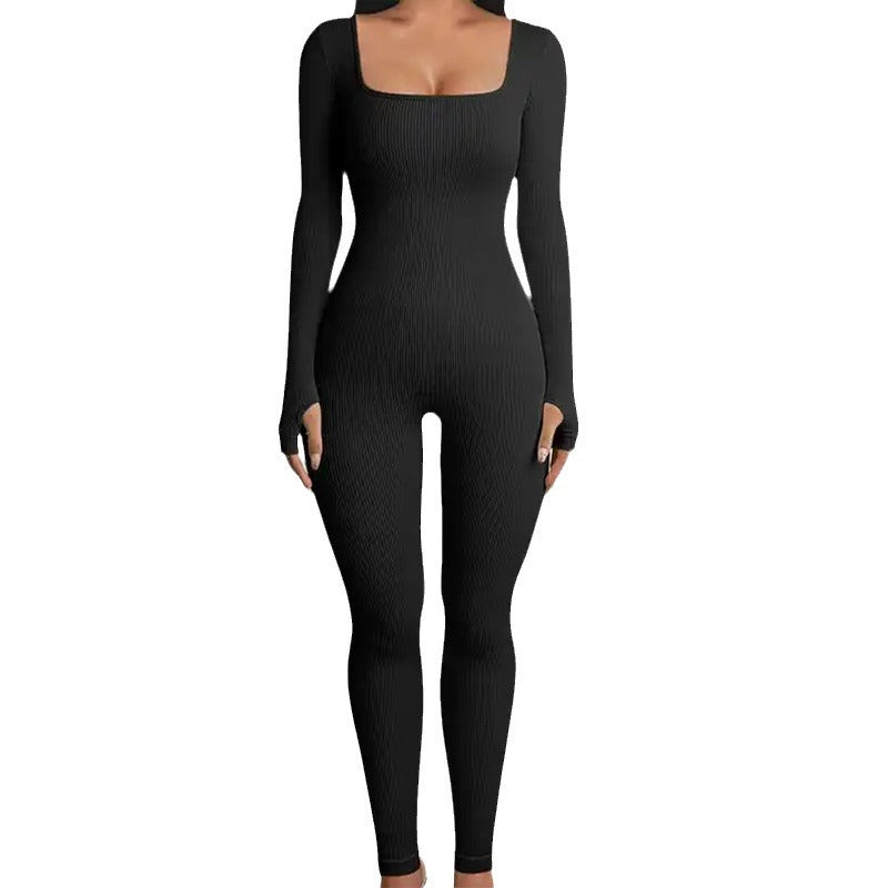 One-piece fitness suit, hip lift and thin fitness long-sleeved one-piece yoga suit