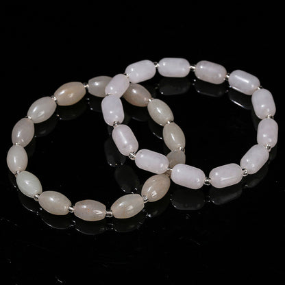 Natural white jade bucket bead bracelet