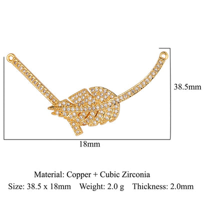 Leaves Flowers Stars Moon Double Hole Copper Zircon Accessories