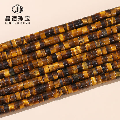 4 * 2 natural yellow tiger eye stone beads