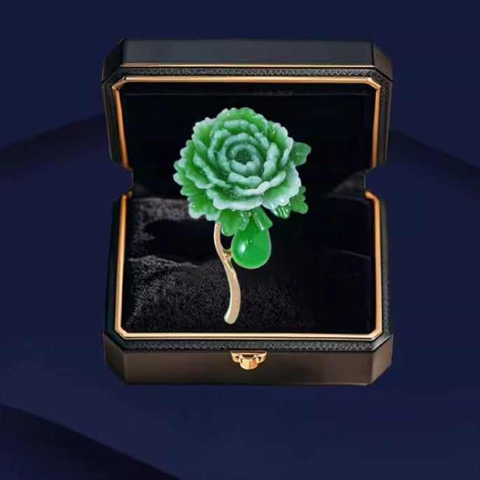 Chinese wind green peony brooch