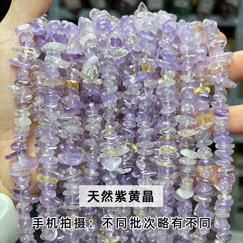 5-8Mm natural purple yellow crystal gravel porous loose beads