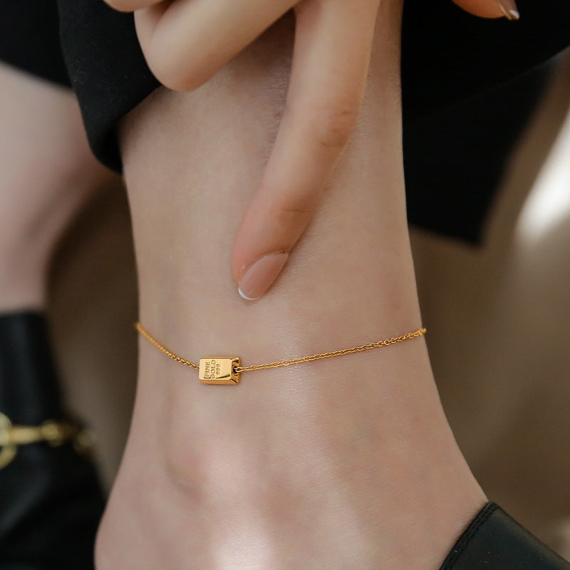 Gold brick plated 18K gold anklet