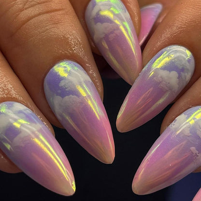 Dreamy Gradient Cloud Almond Fake Nails