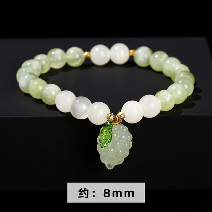 Natural green calcite green milk cover round bead bracelet