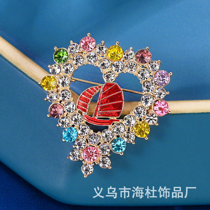 Love Rhinestone Brooch Alloy