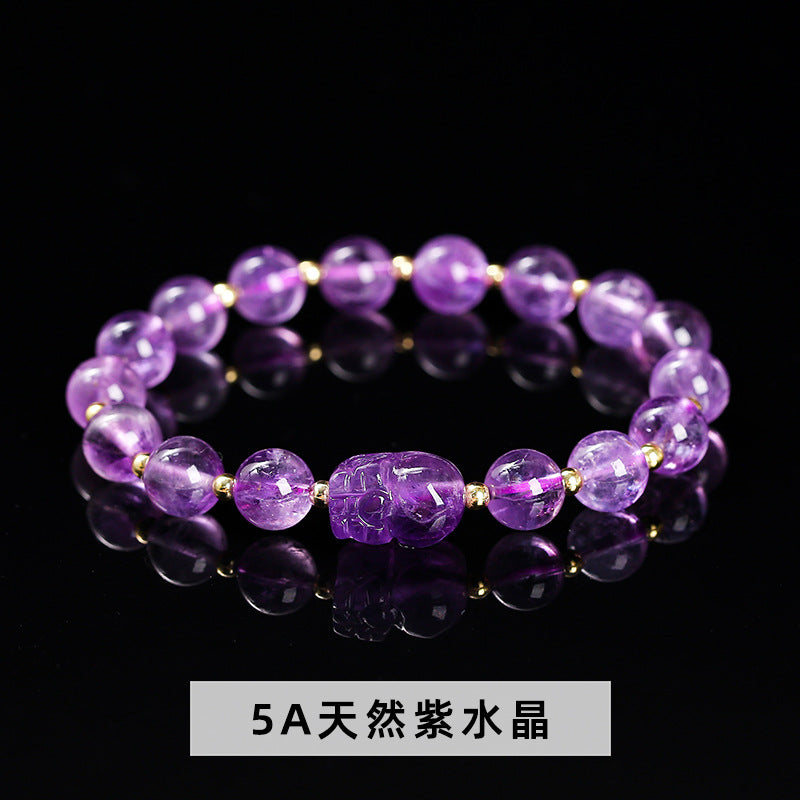 Natural powder crystal Pixiu bracelet.