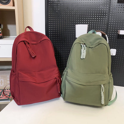 Solid color backpack student large capacity school bag