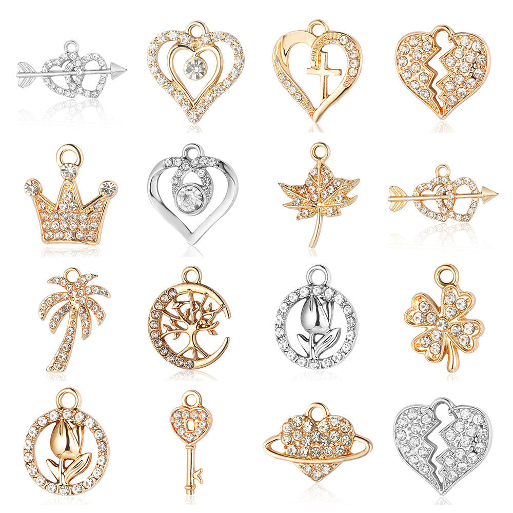 5pcs/pack Crown Maple Leaf Zinc Alloy Pendant