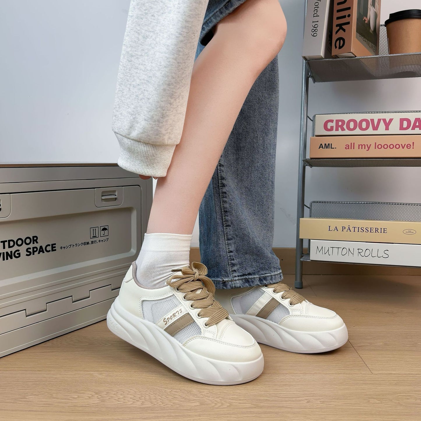 women's korean style white sneakers