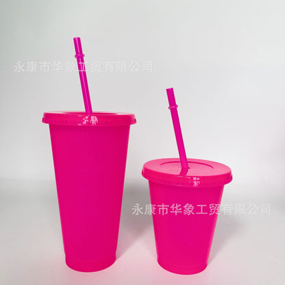 Glitter straw cup, large capacity pp plastic cup