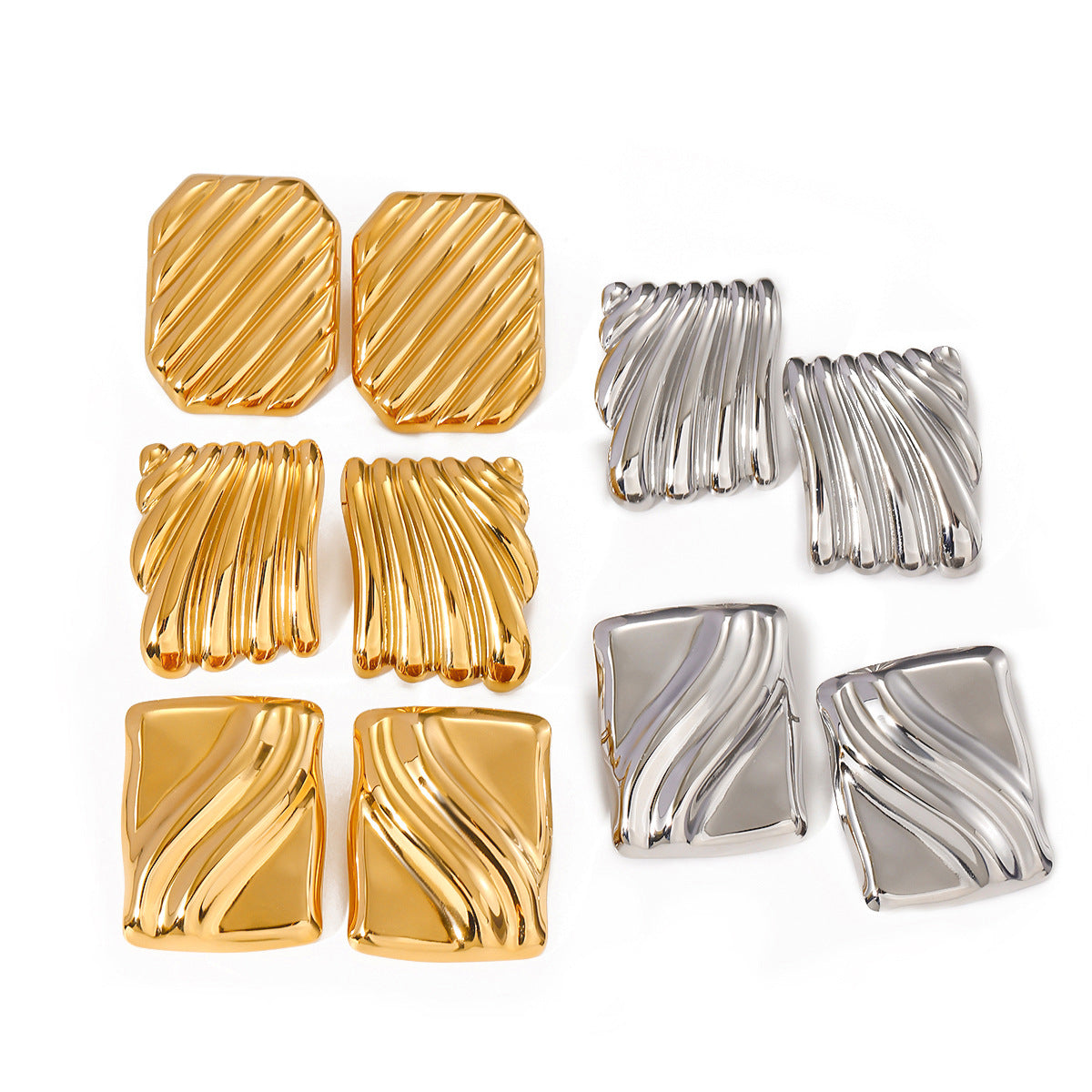 earrings pleated square wave