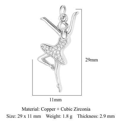 Moon Star Ballet Dancer Copper Zircon Pendant