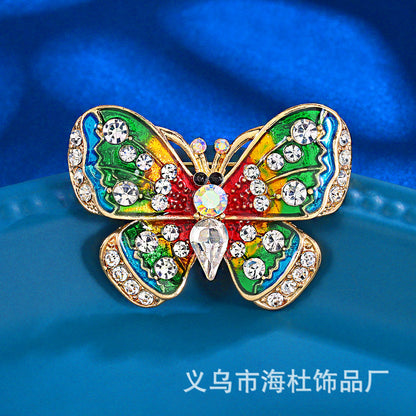 Painted Oil Drop Butterfly Brooch