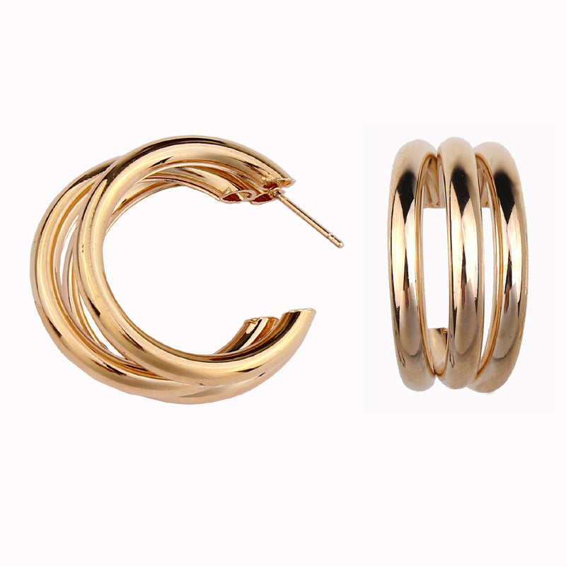 Irregular semicircular metal stud earrings