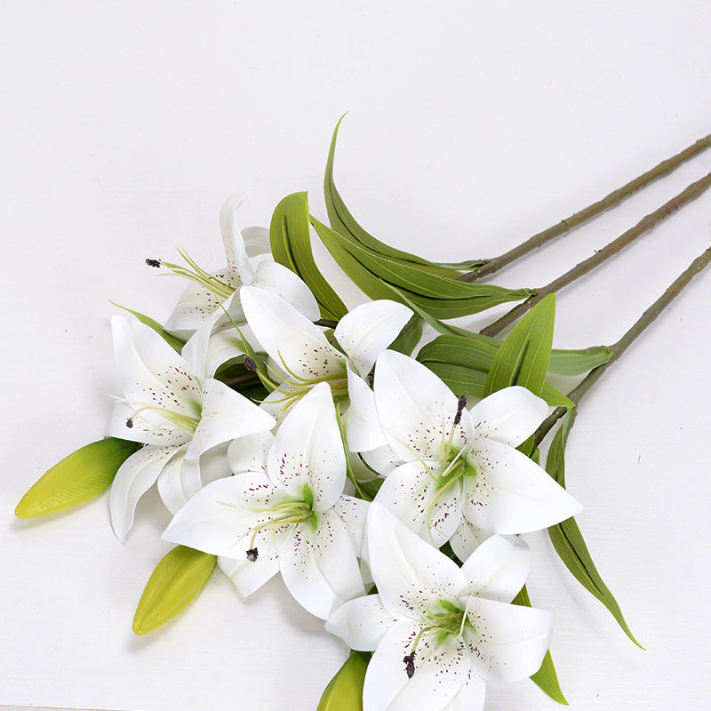 2 flowers and one bud long branch lily artificial flower