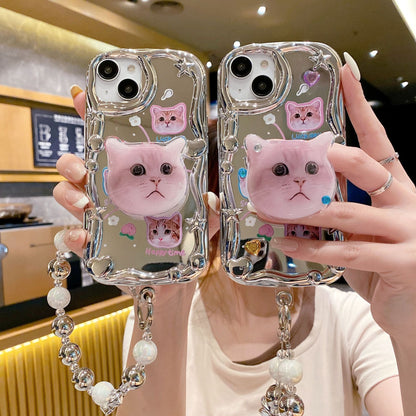 Apple 15 Pro 3D Wave Electroplated Cat iPhone XR Mirror Glitter