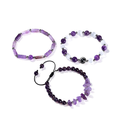 Natural amethyst gravel bracelet.