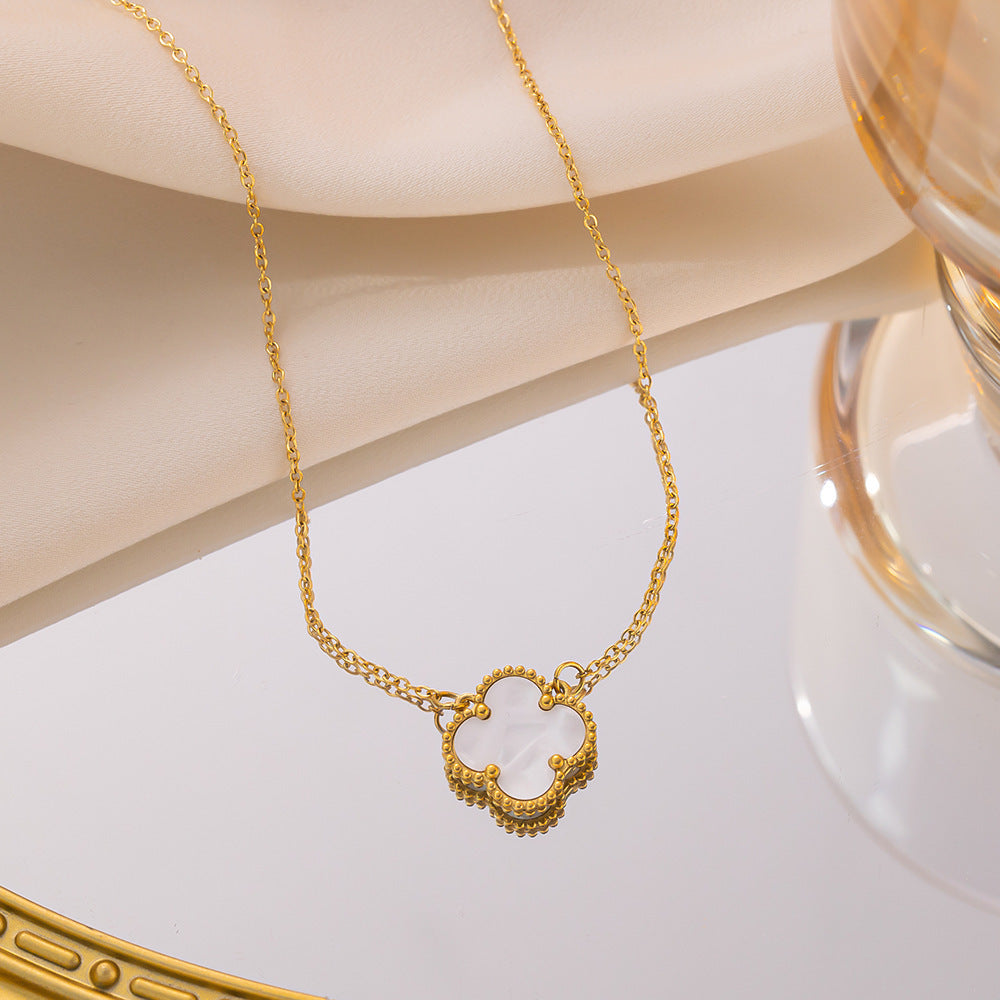 Double-sided four-leaf clover necklace