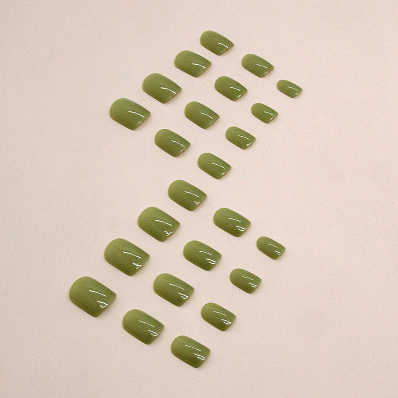 Matcha Green Short Square Fake Nails