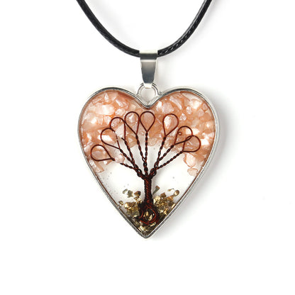 Love shape tree of life gravel resin handmade pendant