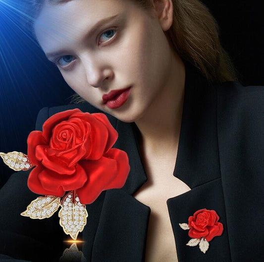 Red Rose Temperament Brooch