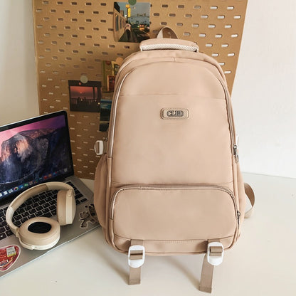 Solid color all-match campus student backpack