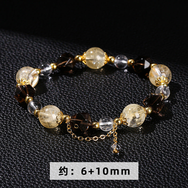 Natural citrine ice obsidian beaded bracelet