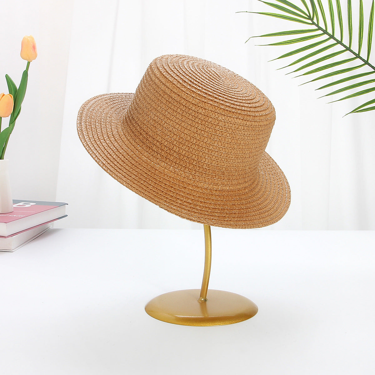 29cm Kids Flat Top Hat Sun Protection Straw Hat