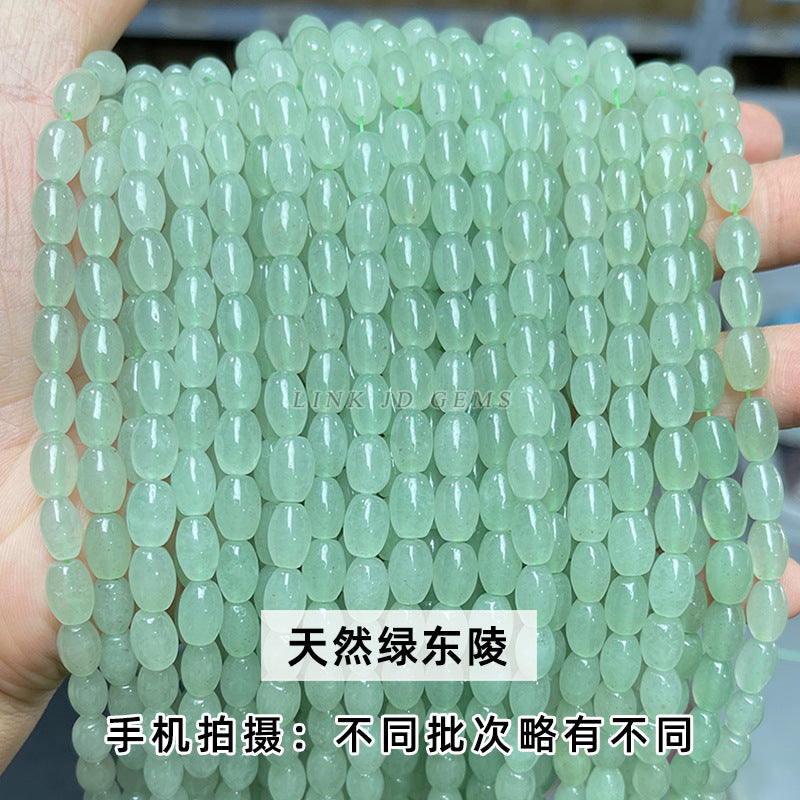 6 * 9Mm natural green Dongling rice beads loose beads