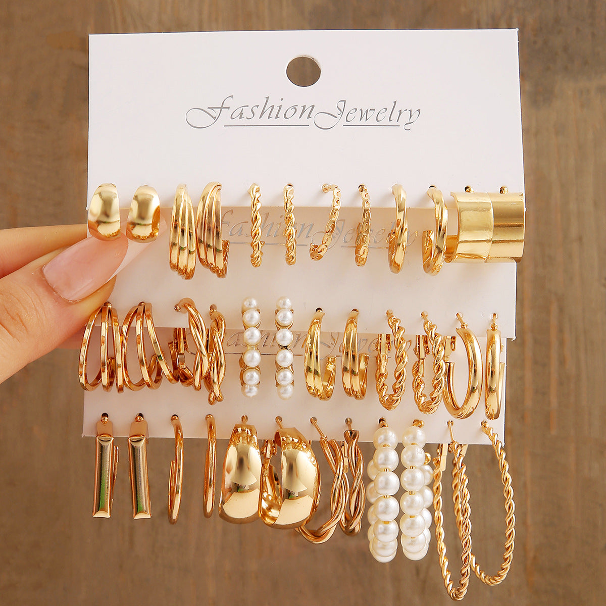 Metal twist earrings set 6 pairs