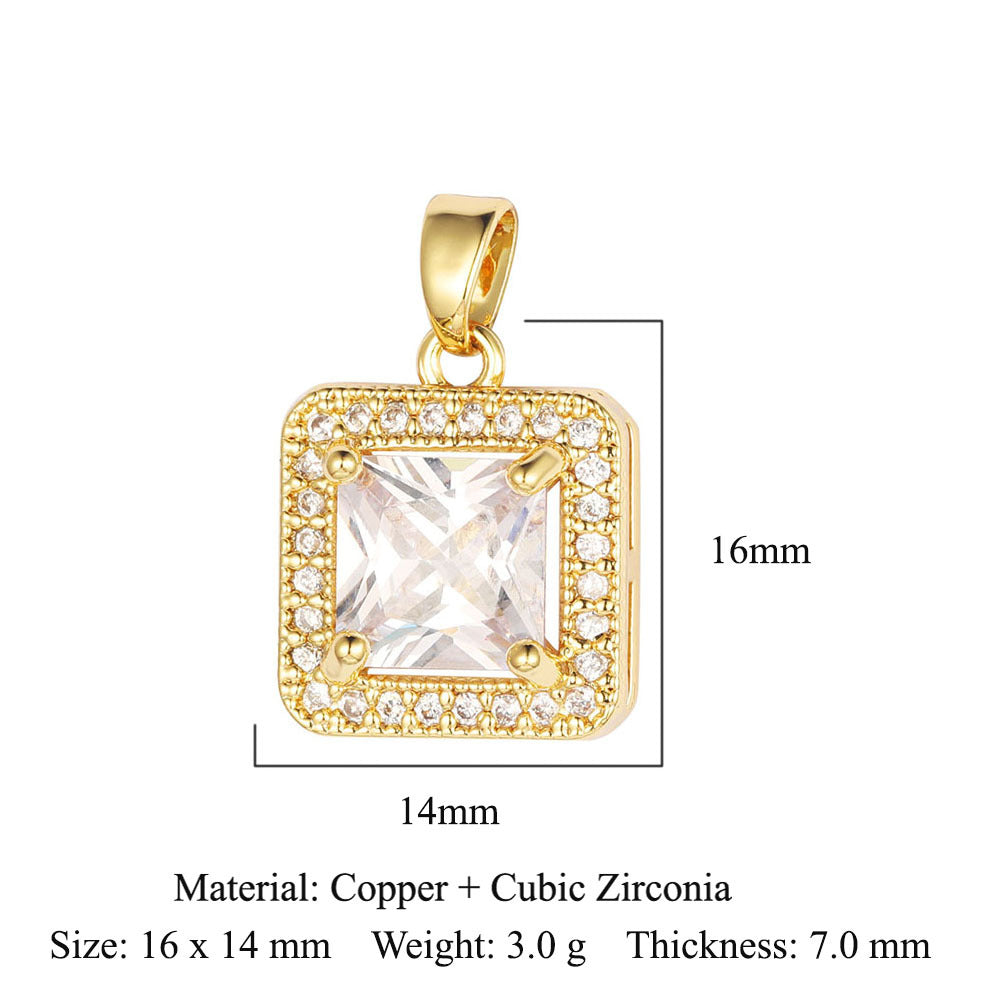 Zircon copper Color zirconium copper micro-inlaid necklace pendant