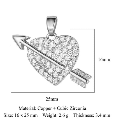 Heart-shaped colored zirconium copper micro-inlaid necklace pendant