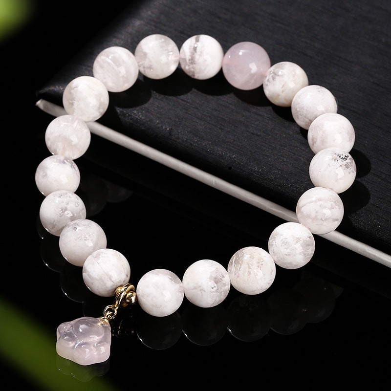 Natural Snowflake Ghost Crystal Bead Bracelet