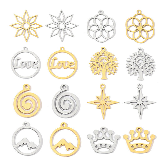 20 pcs/bag Flower Mountain Crown Titanium Steel Pendant