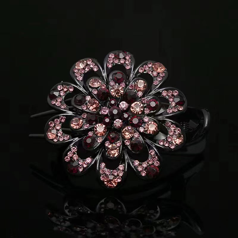 Rhinestone large flower three-tooth duck bill clip hair accessories