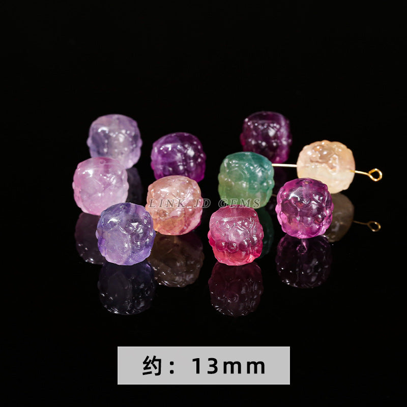 Natural color fluorite diamond pestle accessories crystal engraved pendant